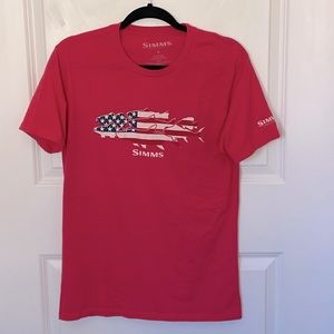 Simms Men's American Flag Fish Graphic T-Shirt - Red